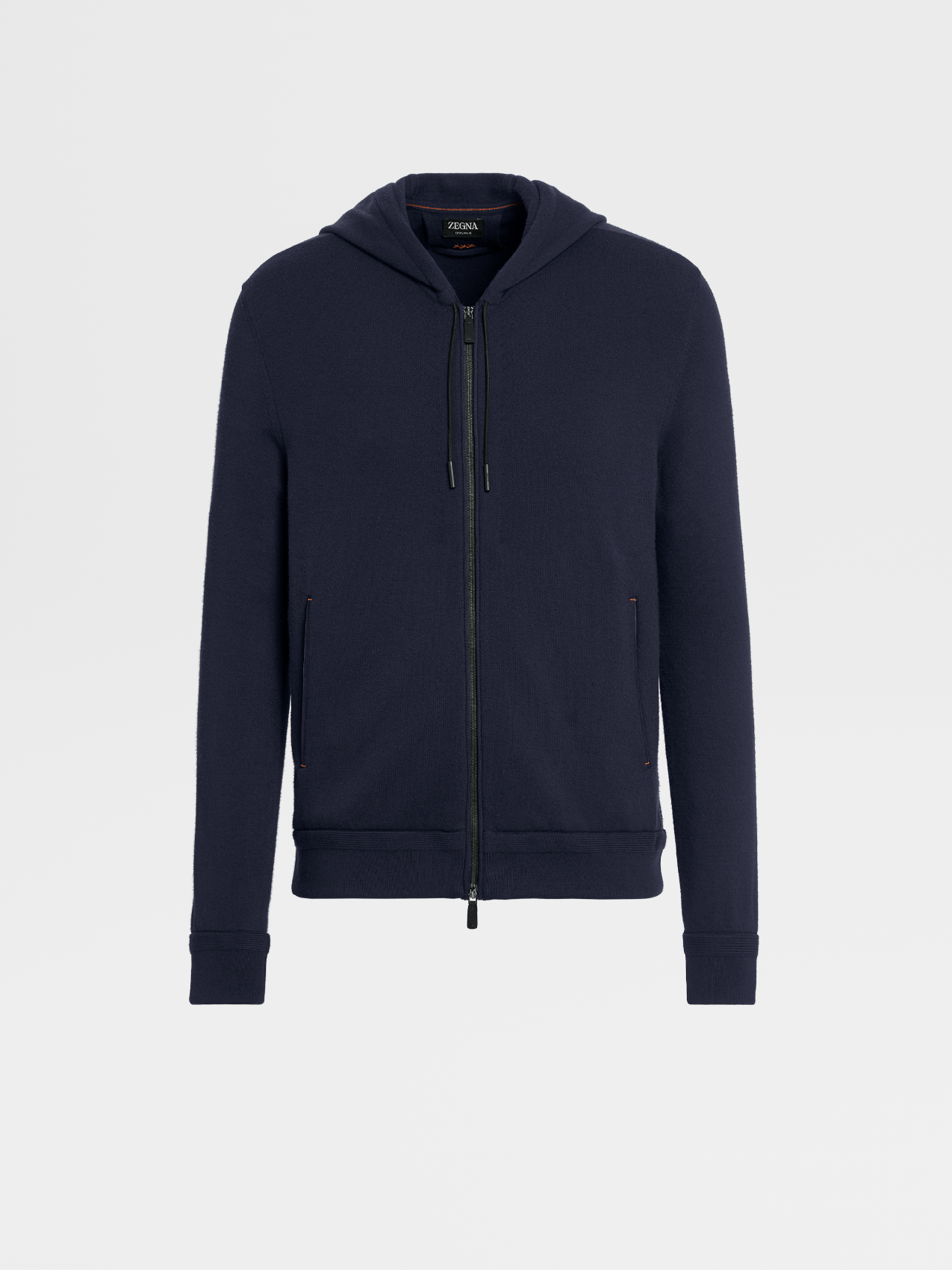 Navy Blue 12milmil12 Wool Full Zip Hoodie